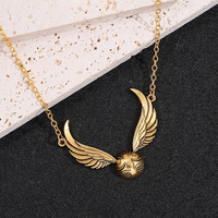 Retro Golden Wings Snitch Necklace Quidditch Pendant Jewelry Gift for Movie Fans