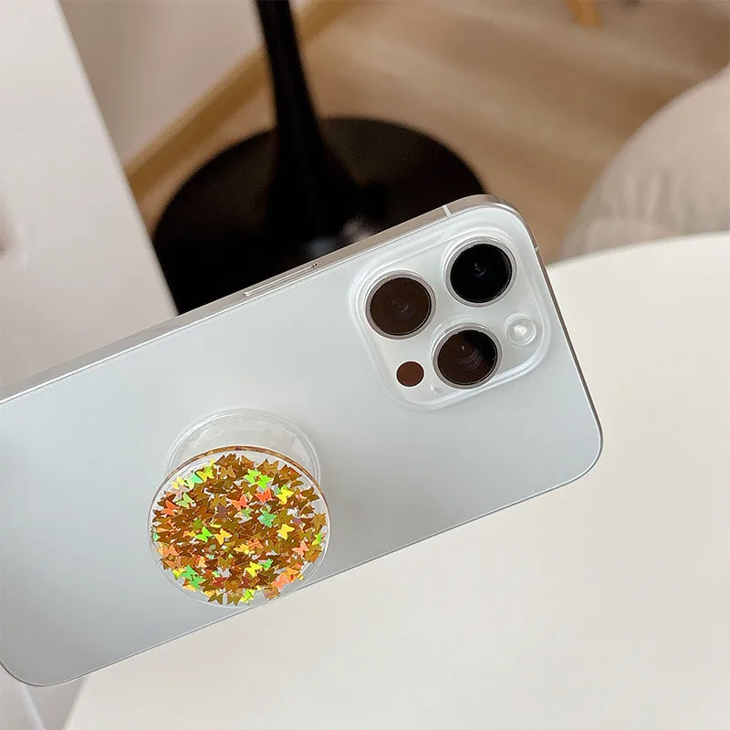 

Круглая подставка для мобильного телефона с блестками, складное кольцо на палец Griptok, держатель для телефона для IPhone 14 16, опорная розетка, карманный кронштейн для Tok