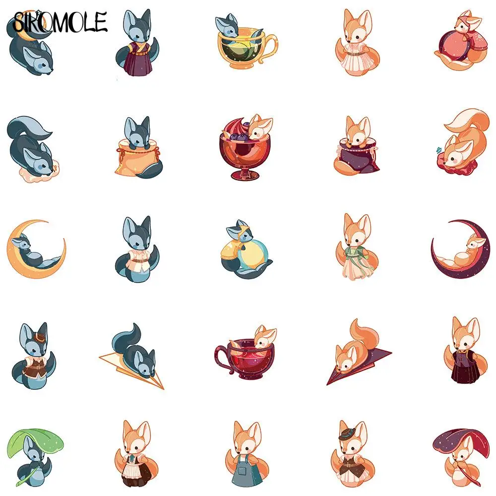 10/30/50PCS Cartoon Cute Lovely Little Fox Stickers Animal DIY Toys Laptop Luggage Skateboard Suitcase Graffiti Decal Sticker F5