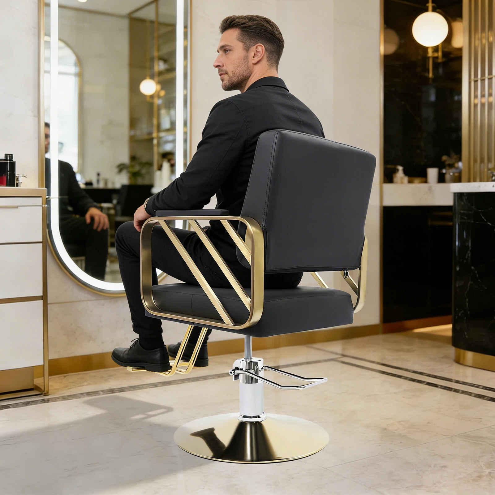 Barber Salon Chair for Hair Stylist Height Adjustable 82-92CM 360 Degree Rolling Swivel  Spa Beauty Equipment for Barbershop,Home Hairdresser hydraulic