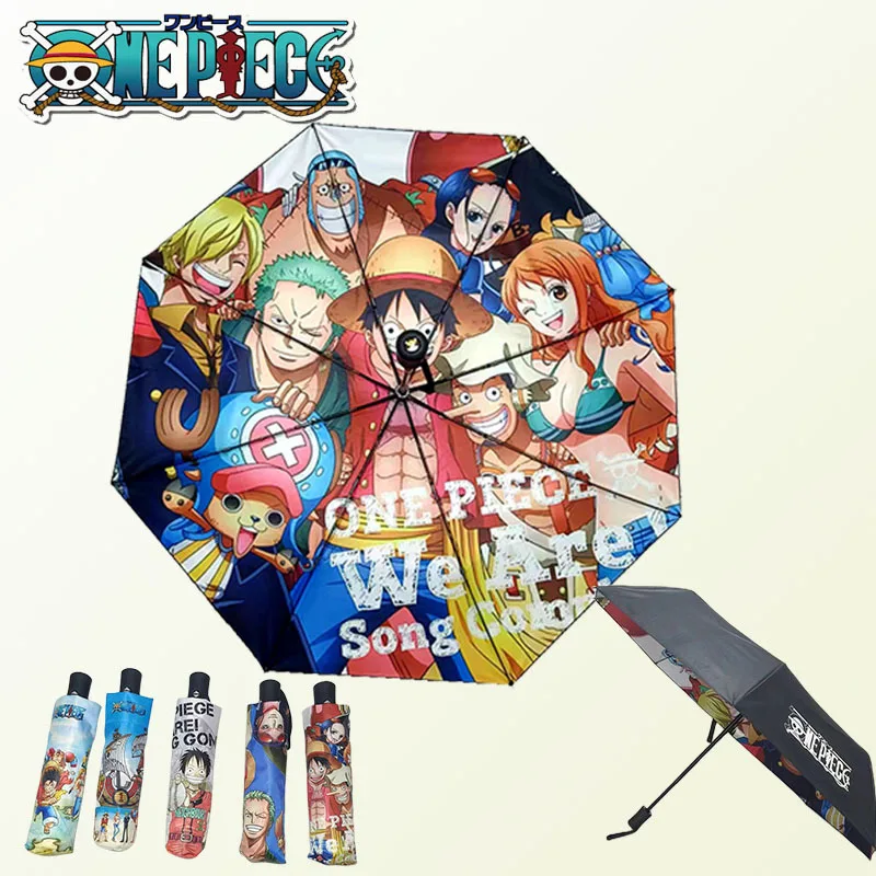 NEW One Piece Umbrella Sea Fan Folding Automatic Road Fly Umbrella Same Sunscreen Umbrella Anime One Piece Luffy Zoro Nami Gift