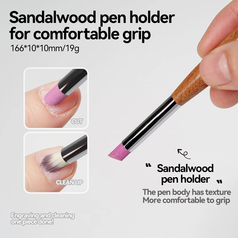 ダブルヘッドネイルスキンブラシマニキュアスティックファイルツールキューティクルリムーバートリマー角質除去研磨ペンネイルアートポリッシュ