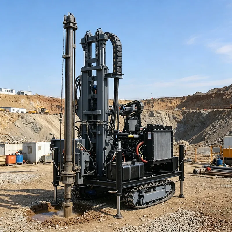Crawler Mounted Pneumatic Water Well Rig 200m Fast Speed Air Borehole Machine For Disaster Relief Clean Water Provisions