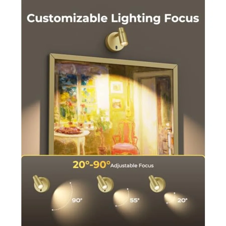 Spot Lights Indoor Rechargeable Picture Light with Remote Dimmable CCT Spotlight for Wall Art 6000mAh Battery Ups Indoor with T