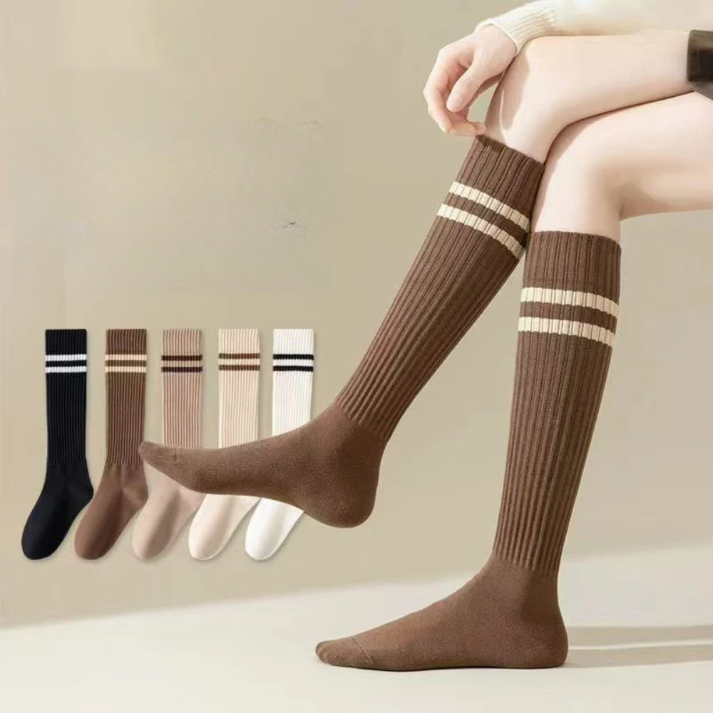 3 pairs of random women's striped calf socks, autumn sports long socks, outdoor casual socks