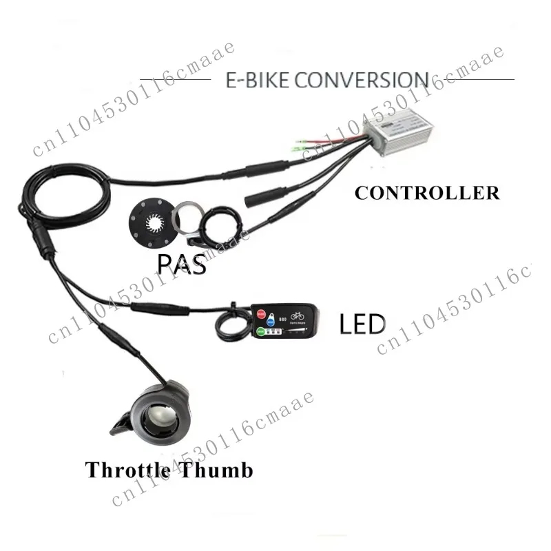 36/48V Electric Bike Accessories 2-1 Cable Thumb Controller and Light Emitting Diode Display 15A Kit