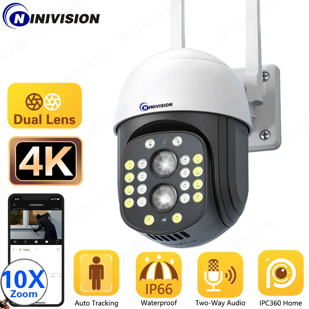

8MP Wifi IP Color Camera 4k Outdoor 10X Zoom PTZ Camera 8.0MP HD H.265 AI Auto Tracking Security Protection CCTV Cam IPC360 Home