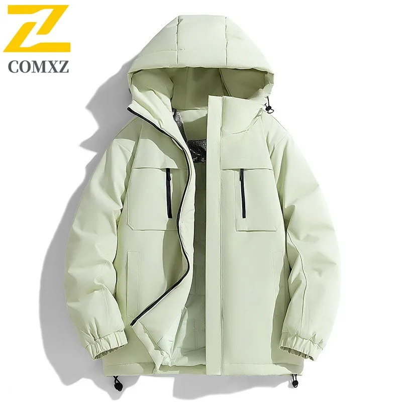 سترة مبطنة للرجال للمغامرة الخارجية من COMXZ، سترة كلاسيكية بغطاء للرأس مقاومة للرياح، سترة دافئة بنمط يومي، سترات شتوية جديدة مريحة