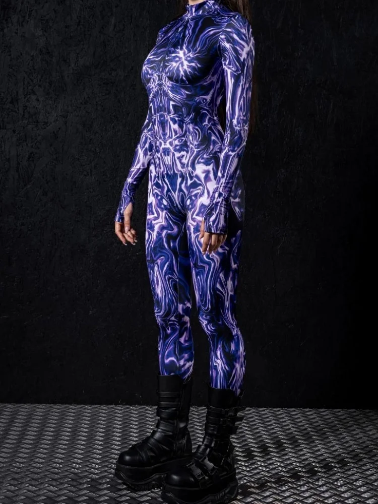 Bodysuit-Strumpfhose für Bühnenauftritte bei Feiertagspartys, neuer Unisex-Partner-Print-Rollenspiel-Jumpsuit, Punk-Muskel-Aerial-Yoga-Anzug – Detail 6