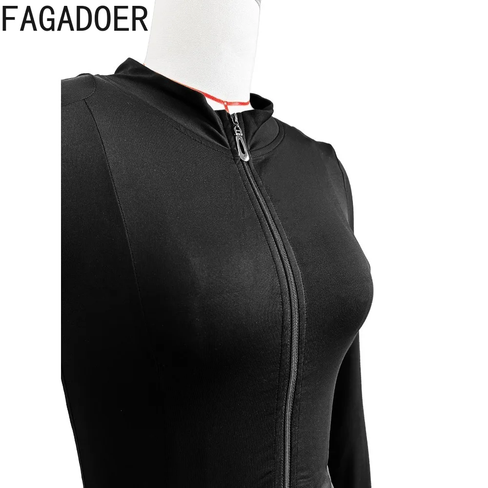 FAGADOER-conjunto deportivo de 2 piezas para mujer, abrigo ajustado con cremallera, minifaldas plisadas, pantalones cortos dentro de la falda, 2024