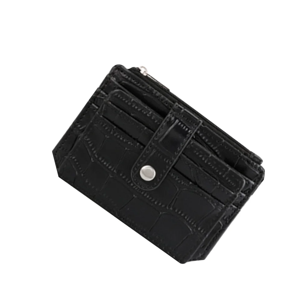 محفظة نقود معدنية بنمط أسود، محفظة قصيرة لتخزين البطاقات النقدية، حامل محمول متعدد الوظائف عتيق #6