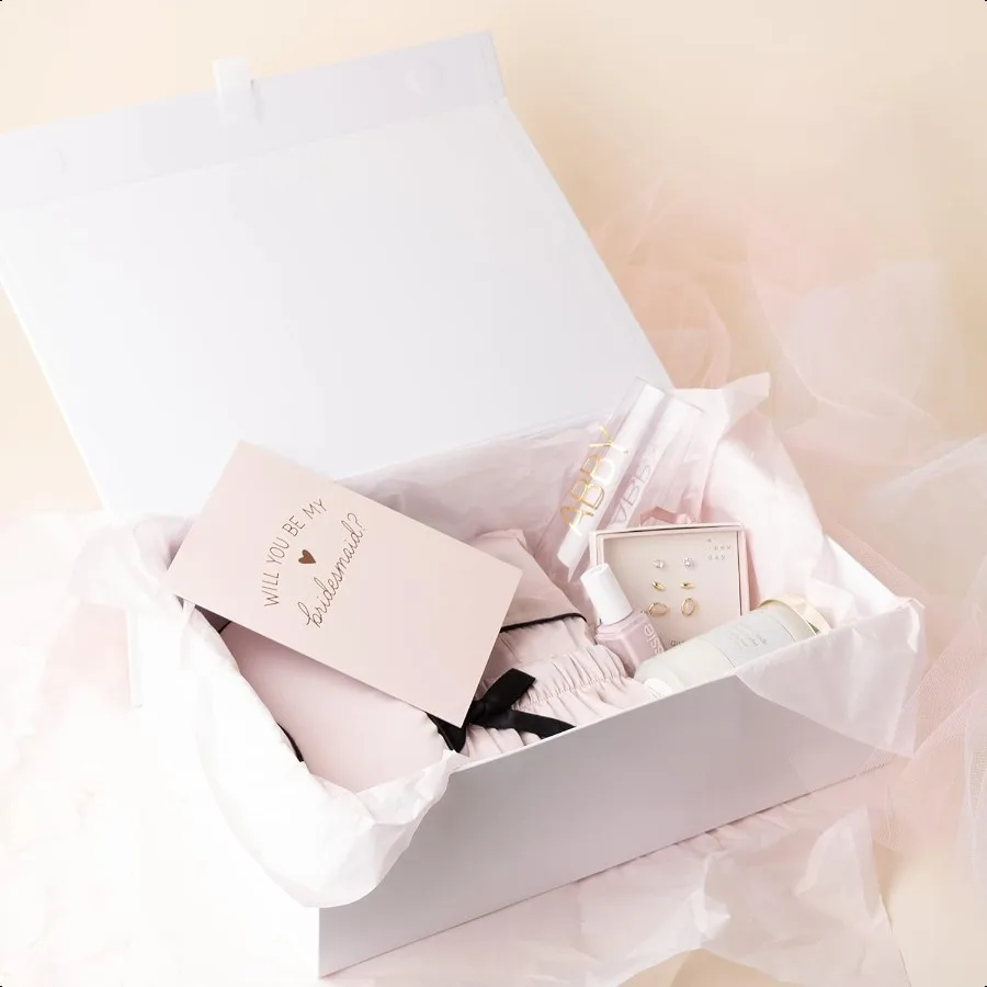 Purple Q Crafts White Hard Gift Box With Magnetic Closure Lid 14 x 9 x 4 Rec Favor Boxes With White Glossy Finish 1 Box