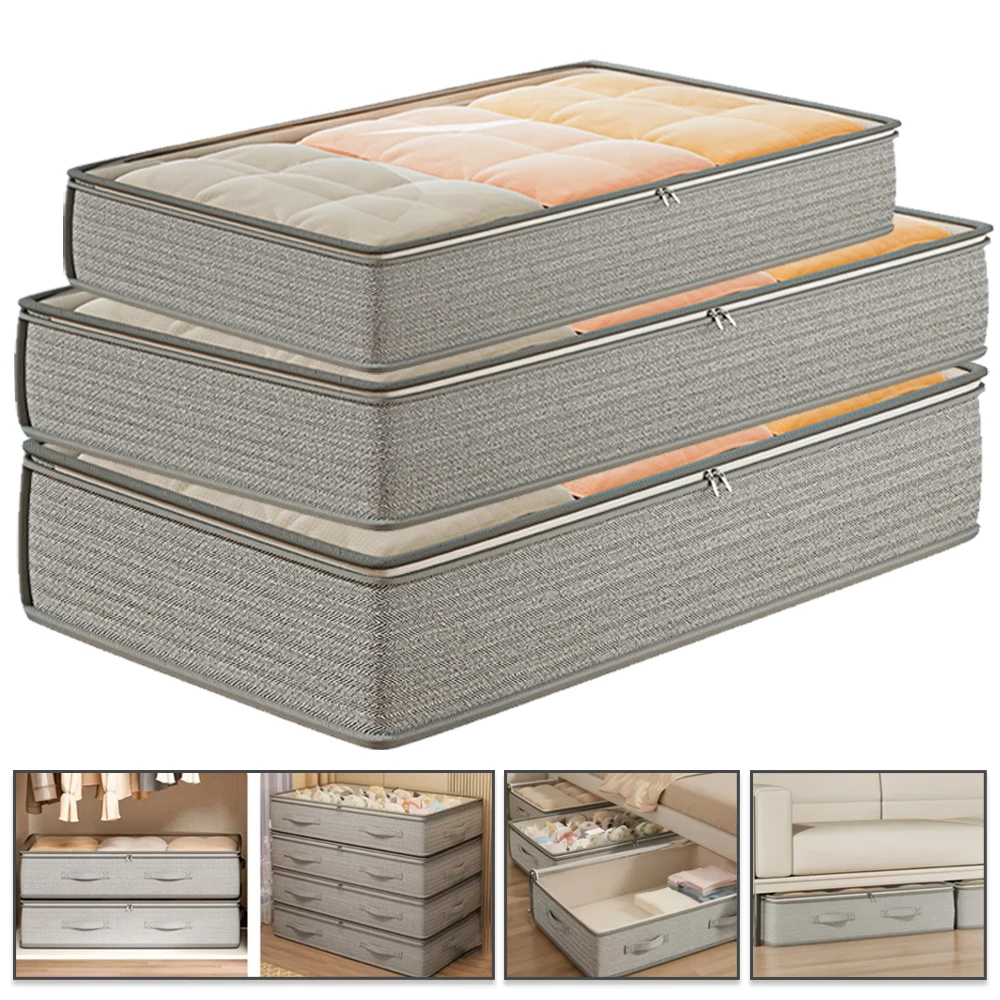 

1PC Foldable Non-woven Bed Bottom Storage Bag Large Capacity Clothing Blanket Storage Bag for Clothes Quilt Bedroom Closet Dust