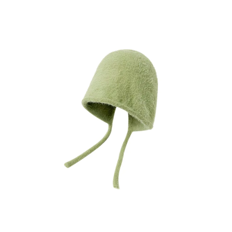 Winter Hats Women\'s Ear Stack Hat Mink Velvet Lace-up Thermal Bag Head Hats Hoody Cap Pullover Hats Beanies Skullies