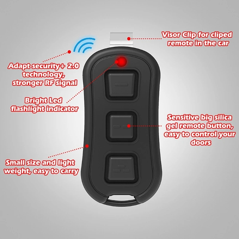 Three Button Garage Door Opener Remote Control Compatible for 895MAX 891LM 371 971 Supports 310MHz 315MHz 390MHz 433MHz