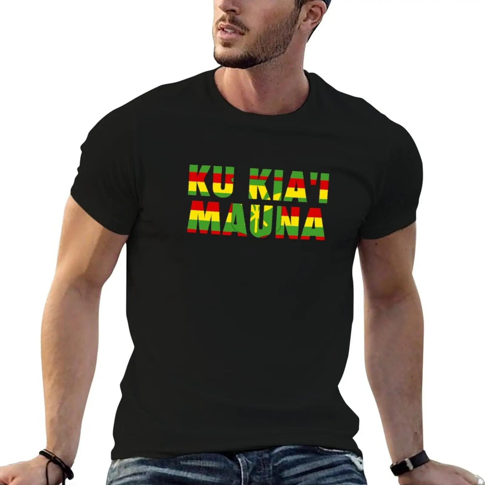 Camiseta Ku Kia'i Mauna - We Are Mauna Kea, camisetas masculinas slim fit, camisetas de algodão 100% masculinas, camiseta gráfica