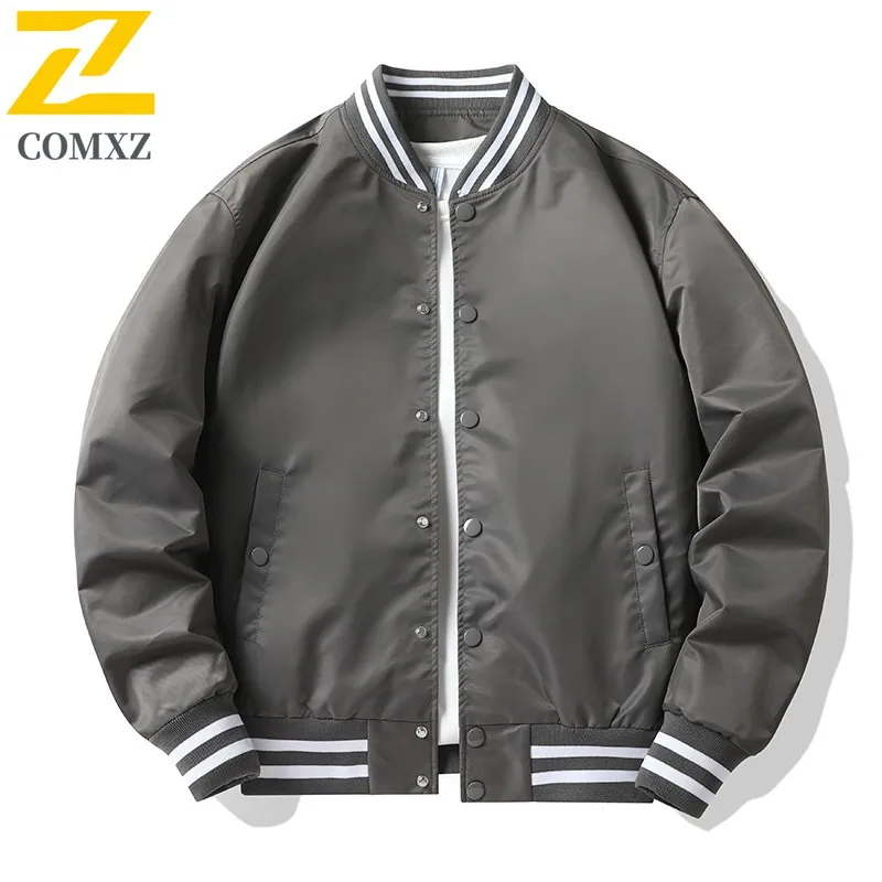 COMXZ Thin Color Block Baseball Jacket Men American Pilot Jacket Unisex  Coat Trendy Workwear Jacket lightweight windbreaker