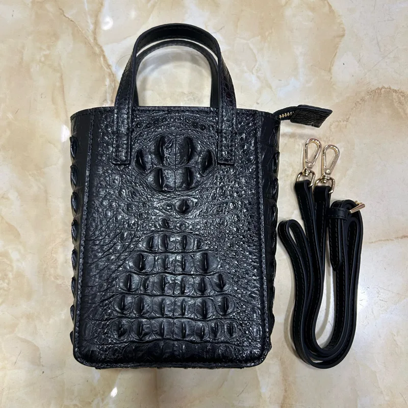

2025 сумка из крокодиловой кожи с черепом для женщин, повседневная и универсальная сумка через плечо из натуральной крокодиловой кости 45