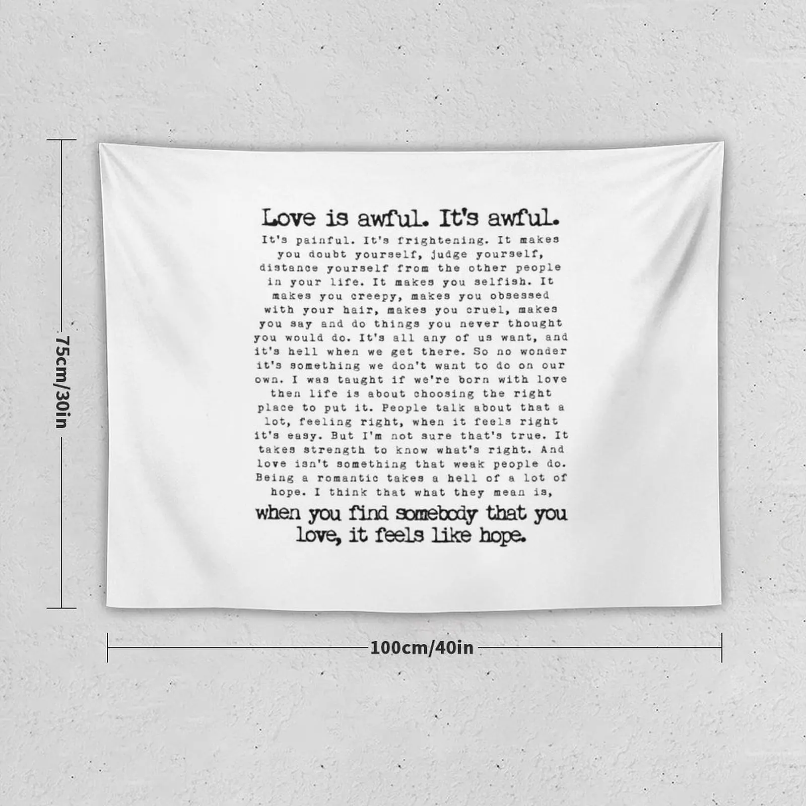 Fleabag Love Speech| Hot Priest Wedding| Typewriter Quote Tapestry Decoration Home Aesthetic Room Decor Korean Tapestry