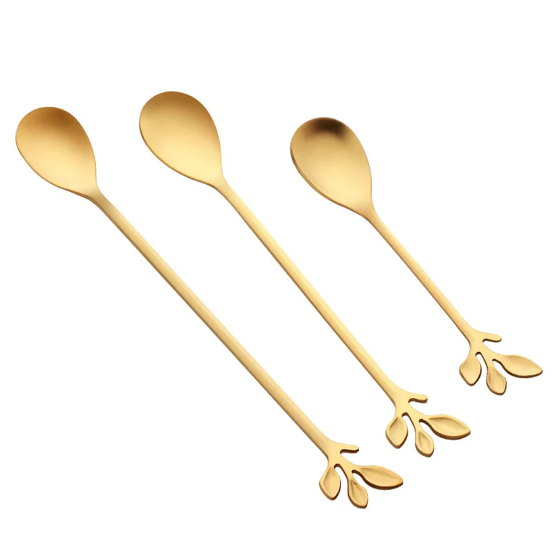 1 PCS Leaf Spoon Cutlery Spoon Tableware Ice Cream Scoop Coffee Spoon Creative Leaf Spoon Stainless Steel Stirring Spoon