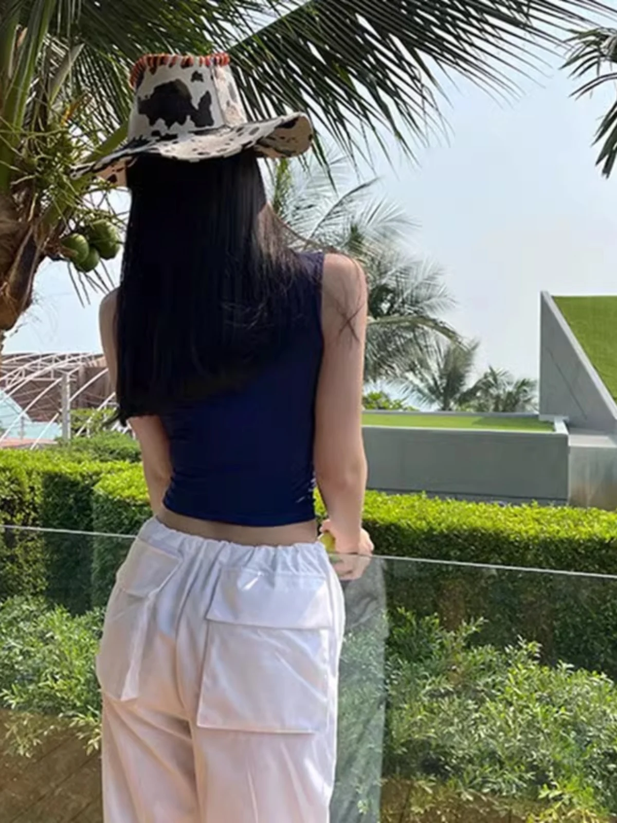 블루 숏 슬리브리스 아이스 실크 캐미솔 탱크탑 여성 이너웨어 여름 아우터웨어 슬리밍 언더암 팻 아메리칸 핫 걸 탑