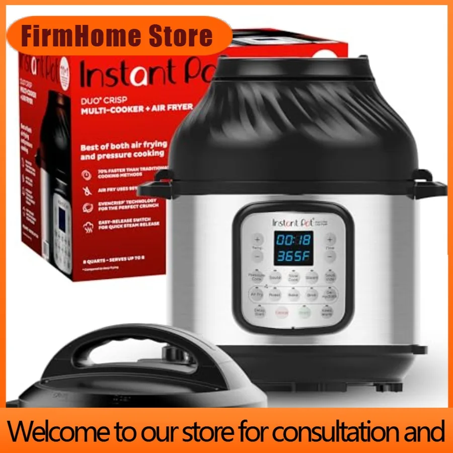 FirmHome StoreDuo Crisp 11-in-1 Air Fryer And Electric Pressure Cooker Combo With Multicooker Lids That Air Fries Steams Slow Co