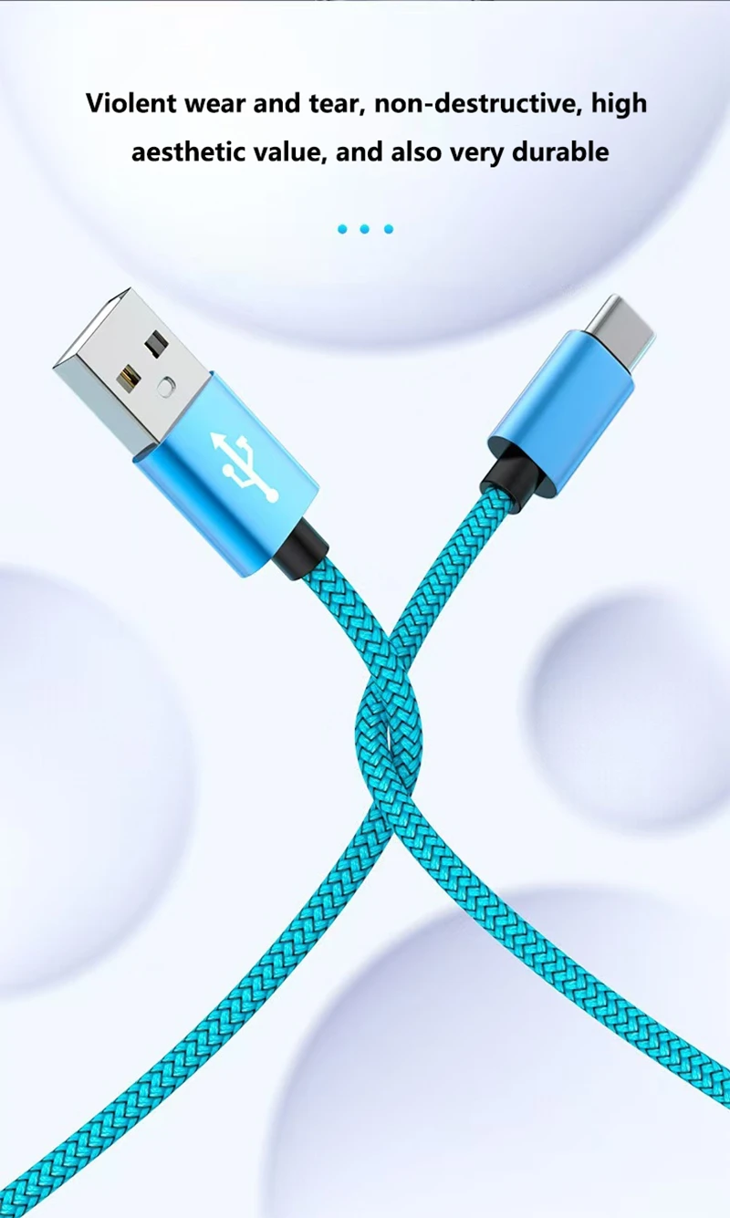 Nylon Data Cable Fast Charger 1M 2M 3M USB A To Type C Charging Cable For Huawei Samsung Android Iphone Type C Charging Device