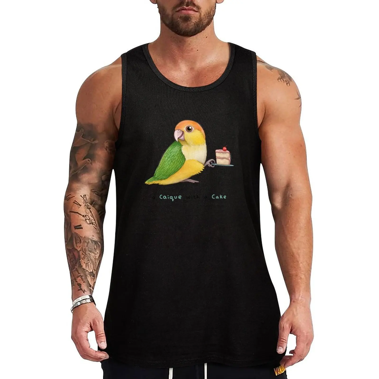 

A Caique With A Cake Tank Top plain t-shirt Men's sleeveless gym shirts sleeveless tshirts for men Vest for boy