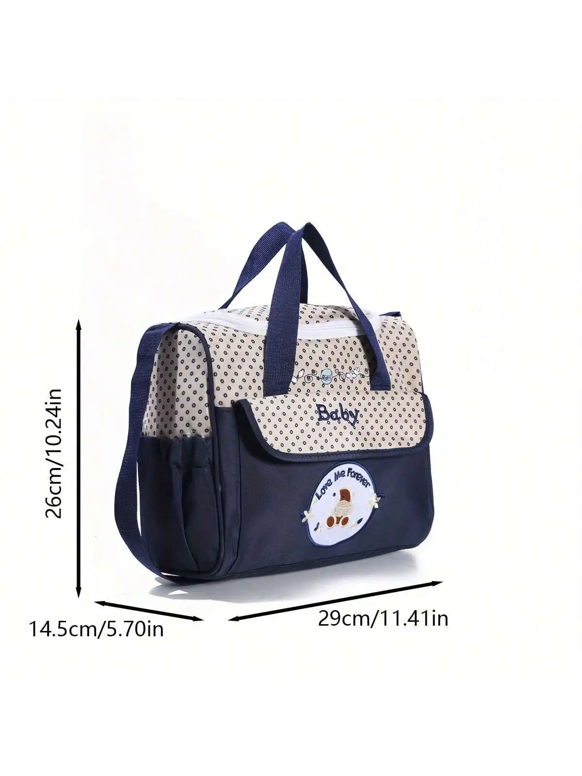 Five-piece set Mommy bag fashion large capacity bear cartoon polka dot pattern one shoulder oblique span Mom bag diaper bag