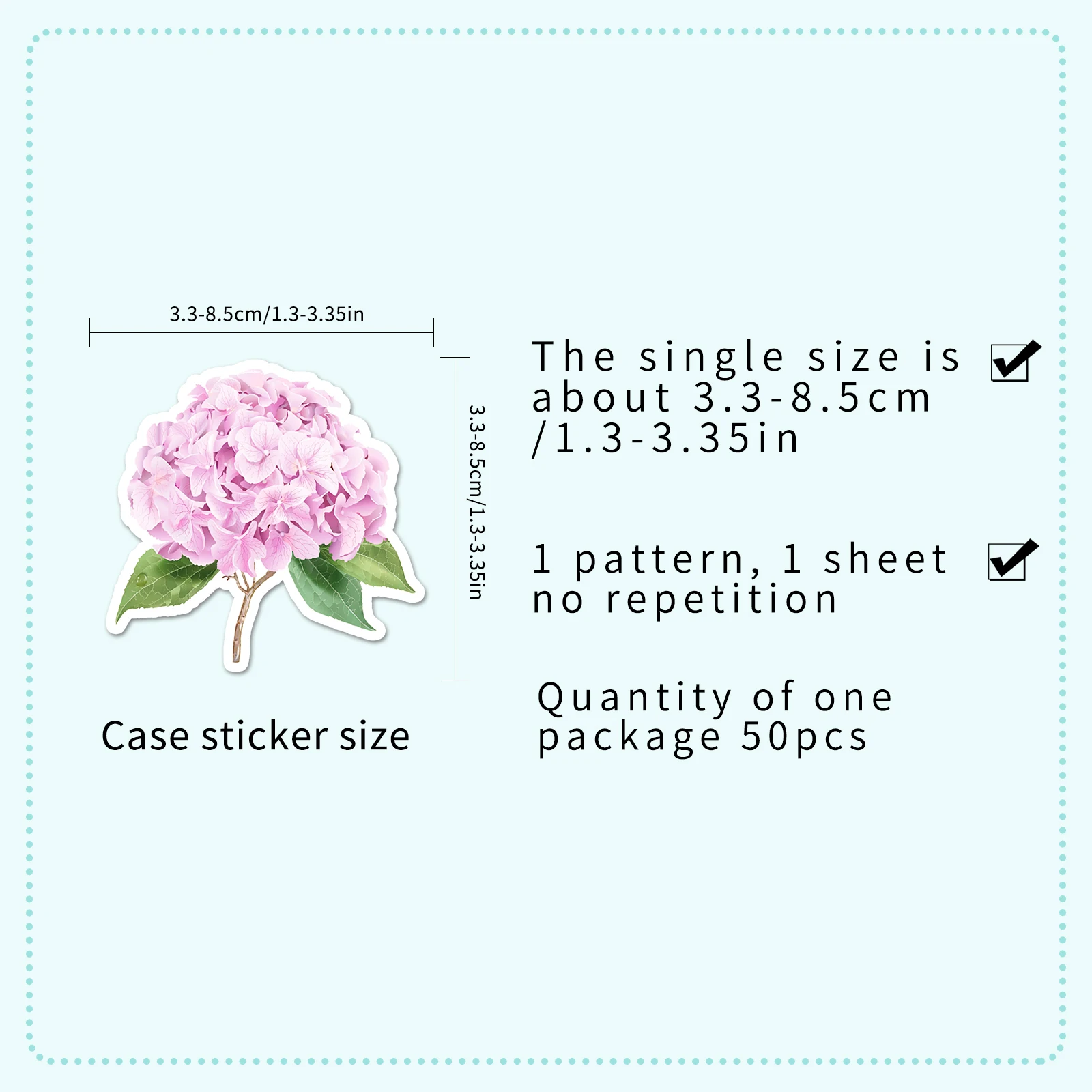 50Pcs Hydrangea Series Cartoon Cute Waterproof Sticker Skateboarding Retro Home Decal Sticker