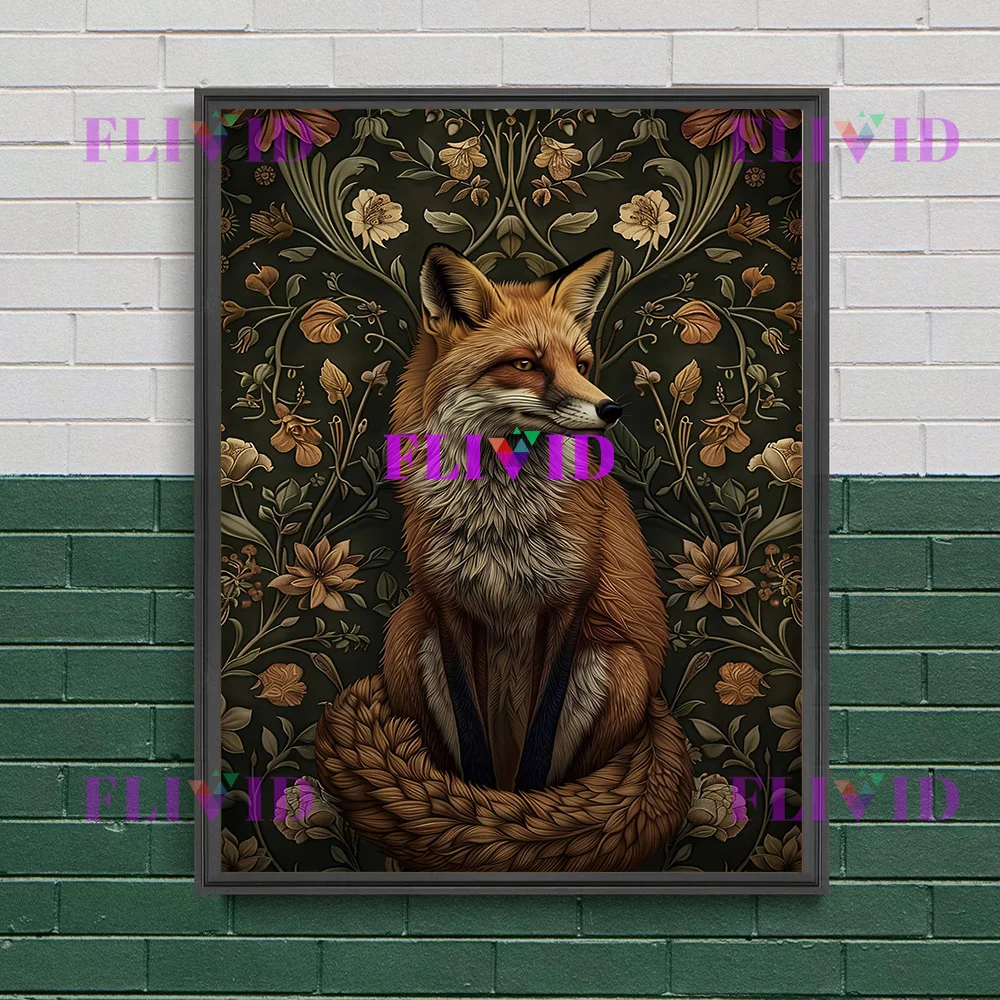 ملصق ديكور أكاديميا داكن من Cottagecore ، ثعلب الغابة ، الطاووس ، البومة ، التمساح ، التنين ، لوحة فنية جدارية عتيقة ، ديكور المنزل #5