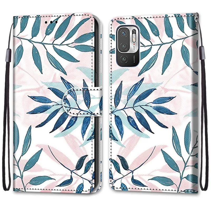 Flower Pattern Flip Case For Xiaomi Redmi Note 10 5G Coque 10T Note10 T Note10T 5G Wallet Leather Phone Case Stand Book Cover