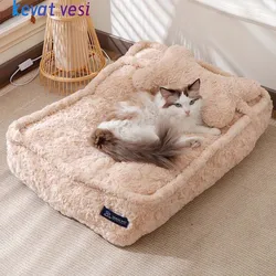 Cat Bed Winter Warm Pet Sleeping Mat for Small Medium Dogs Cats Soft Cozy Cat Sofa Non-slip Removable Dog Kennel Pet Supplies