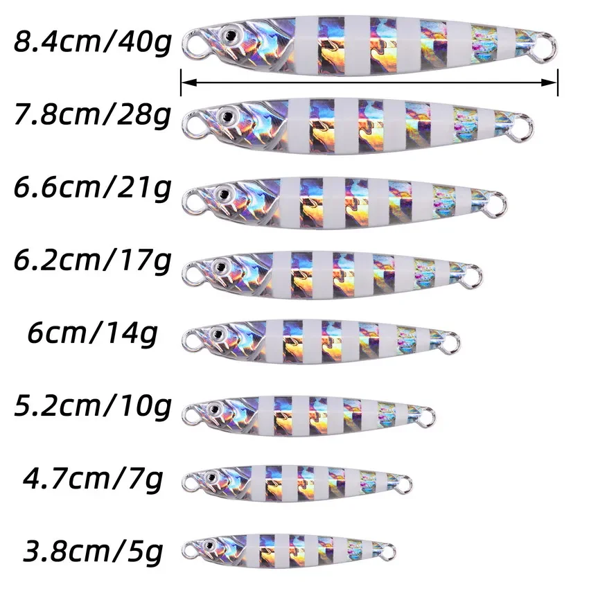 20PCS Metal Jig 7g 10g 40g Shore Casting Jigging Lures Shore Casting Spoon Saltwater Tuna Fishing Lures Set Bit Artificial Bait