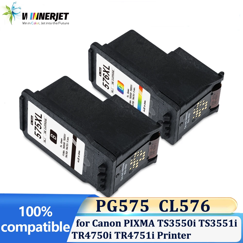 Winnerjet 575 XL 576 XL PG575 CL576 Ink Cartridge for Canon PIXMA TS3550i TS3551i TR4750i TR4751i Printer With Dey Ink With Chip
