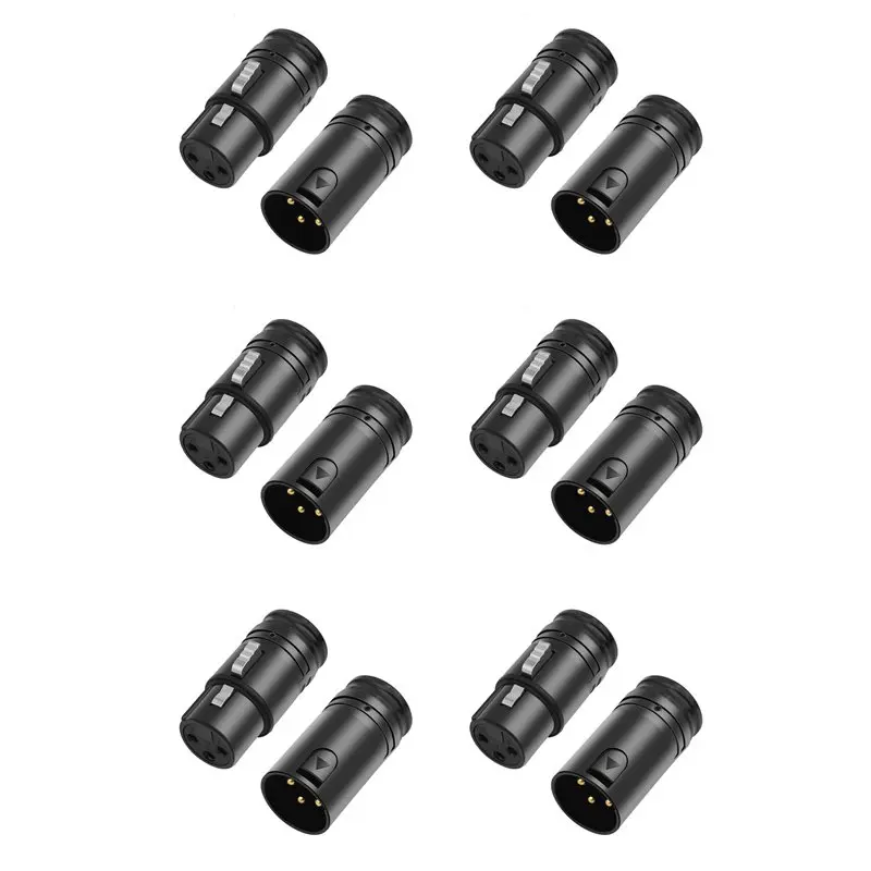 12X Male & Female Compact XLR Microphone Solder Adapter Adjustable 90° 3Pin XLR Solder Connector 3 PIN XLR Ends