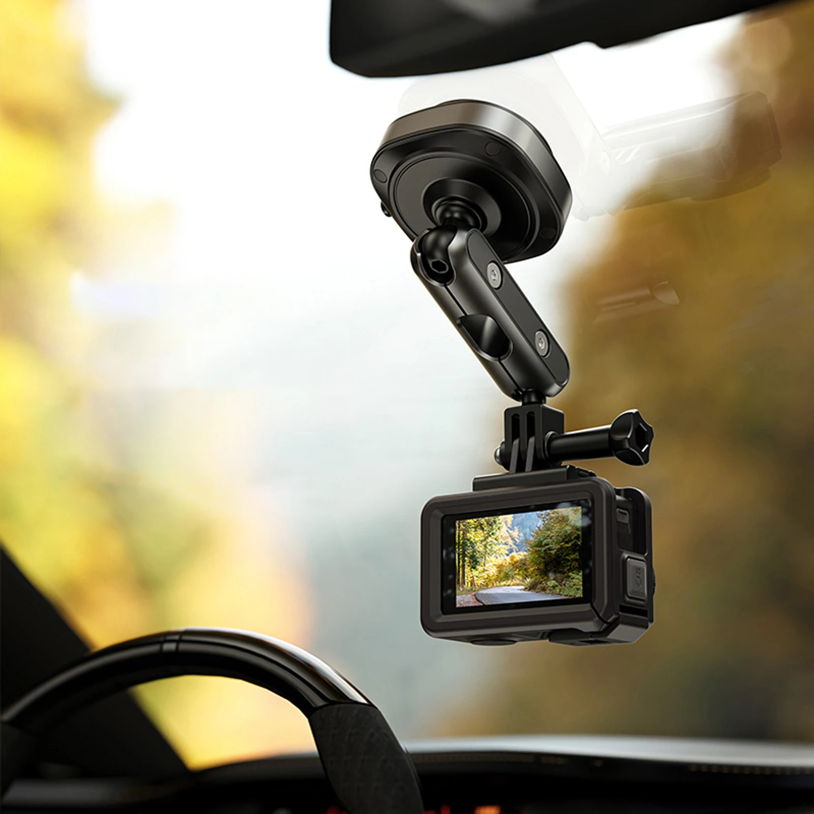 Suction Cup Camera Mount 360 Adjustable Action Camera Windshield Window Mount for DJI/Insta360/GoPro/AKASO