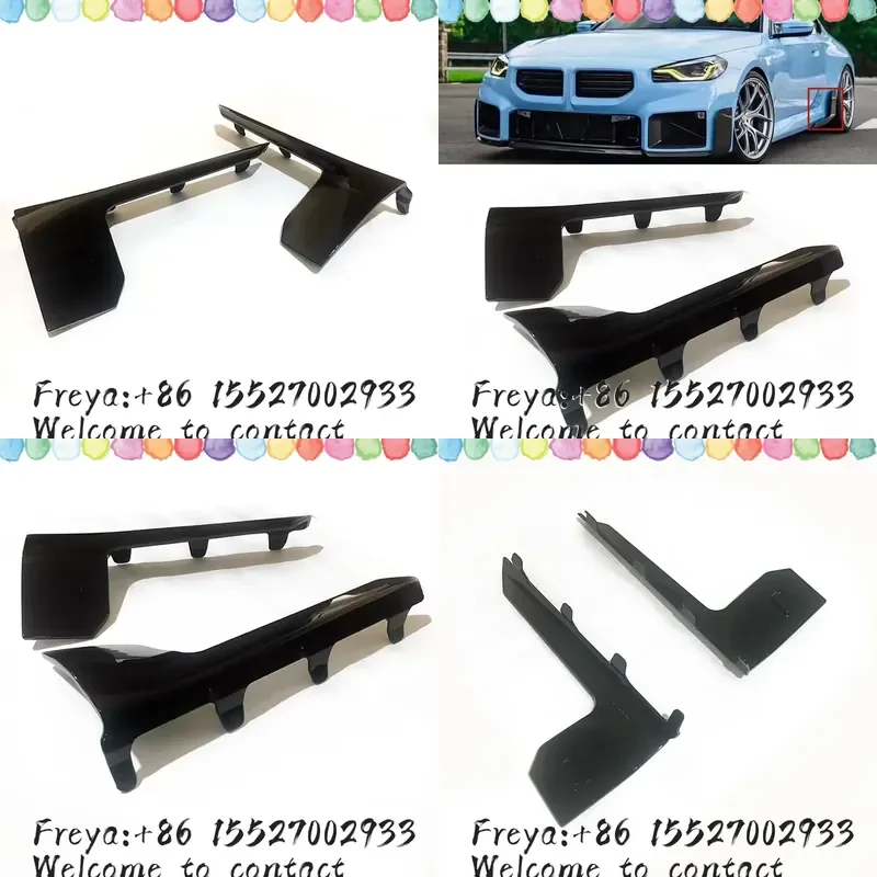For M2 G87 2023-2025 2 Door Black Molding Cover Guard Plate Rear Side Skirt Splitter Corner Trim Spoiler Protector