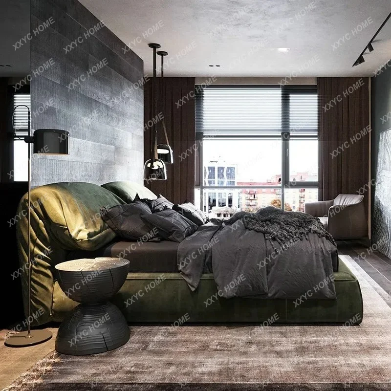 XX Minimalist Technology Fabric Bed Modern Light Luxury Soft Bag Double Bed Master Bedroom Marriage Bed