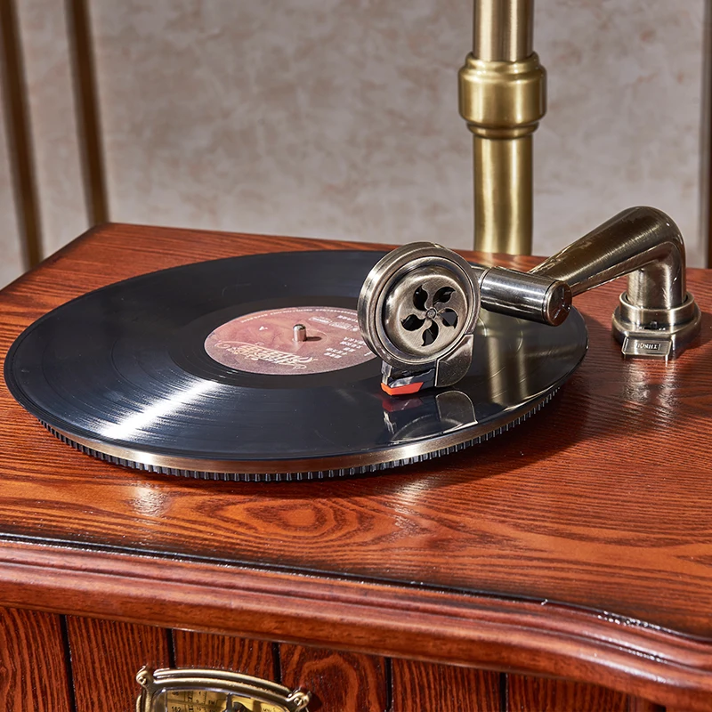 Solid Wood Phonograph Retro High-End Elegant Living Room Vinyl Record Player Luxury Speaker European-Style Record Player