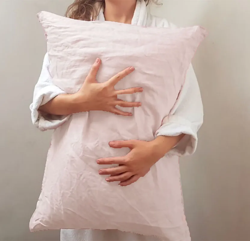 100% French Natural Linen Pillowcase,Envelope Pillowcase Closure Soft Linen Pillow Cover,Breathable Cooling Durable All Season