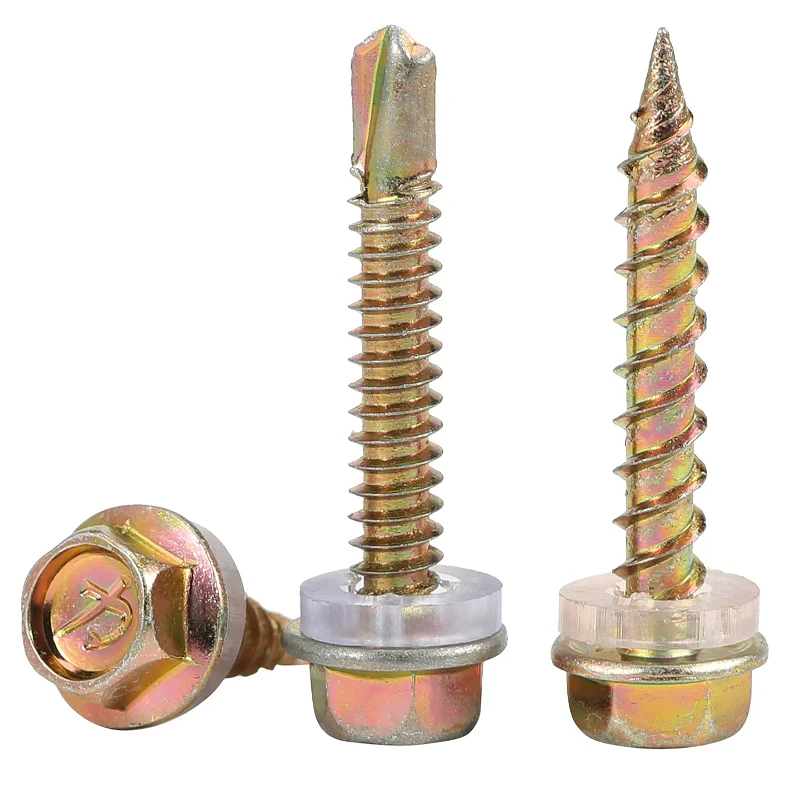 M5.2 Color Zinc Carbon Steel Outer Hexagonal Head With Washer Self-drilling Screw External Hex Self-tapping Screws