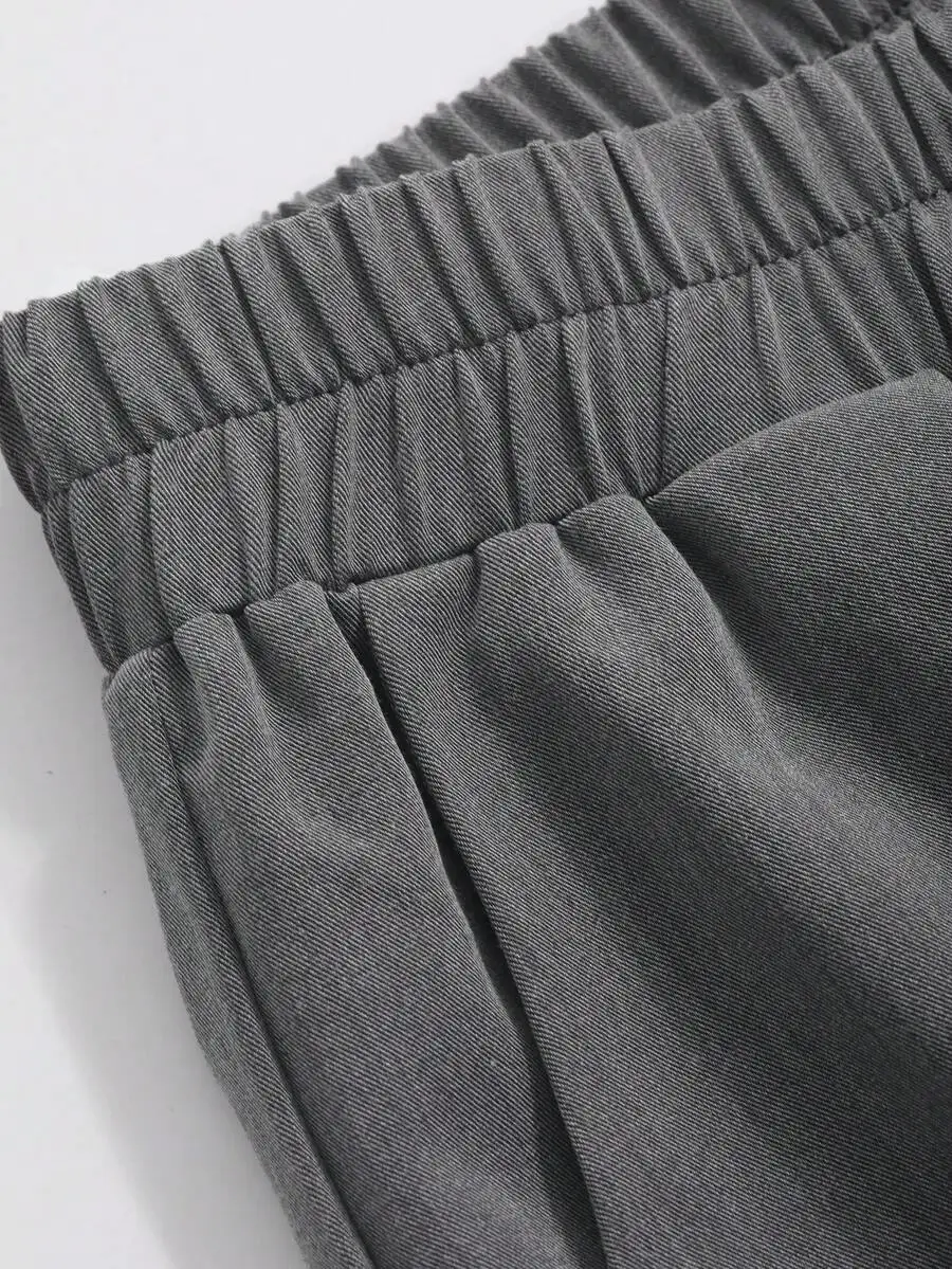 

Business Casual Regular Fit Elastic Waist Plain Trousers