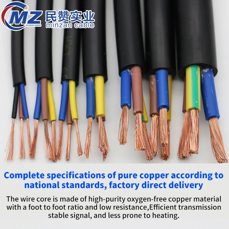 100M UL2464 Sheathed Wire Cable RVV 2 3 4 5 6 7 8Core Multic Copper Flexible Signal Electrical Cable 0.5mm2 0.75mm2 1mm2  2.5mm2