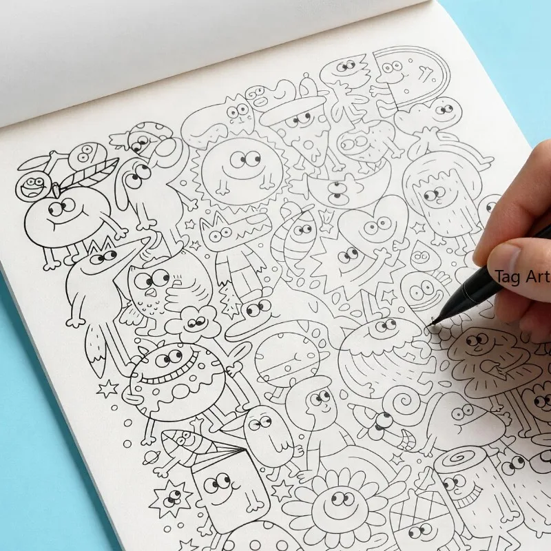 An Adult Anxiety Relief and Stress Relief Sketchbook, Monster/cute Pet/small Animal Backpack/cat/universe Theme, 32 Pages