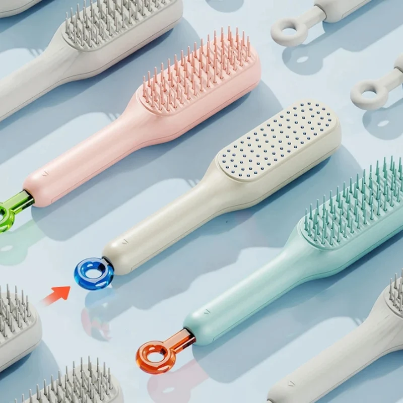 Anti Static Self-cleaning Hairbrush Massage Brush Retractable Rotating Air Cushion Comb Safety Airbag Scalp Massage Care Brush