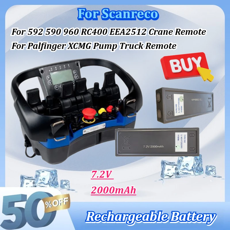 For Scanreco 592 590 960 RC400 EEA2512 Crane Remote NiMH Battery 7.2V 2000mAh Rechargeable for Palfinger XCMG Pump Truck Remote