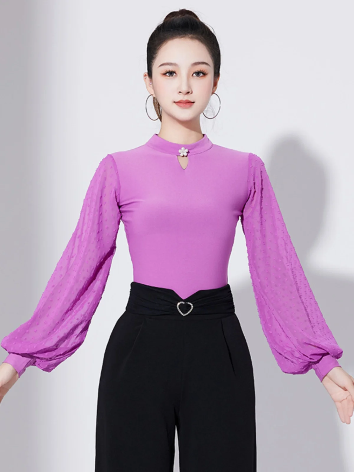 Modern Dance Costume Women National Standard One-piece Practice Clothes Long Sleeve Cotillion Top Stage Performance Costumes