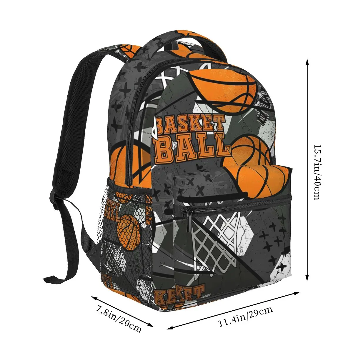 Sporty Basketball Themed Backpack Student Boys Girls BookBag Kids School Bag Laptop Shoulder Bags for Men Women