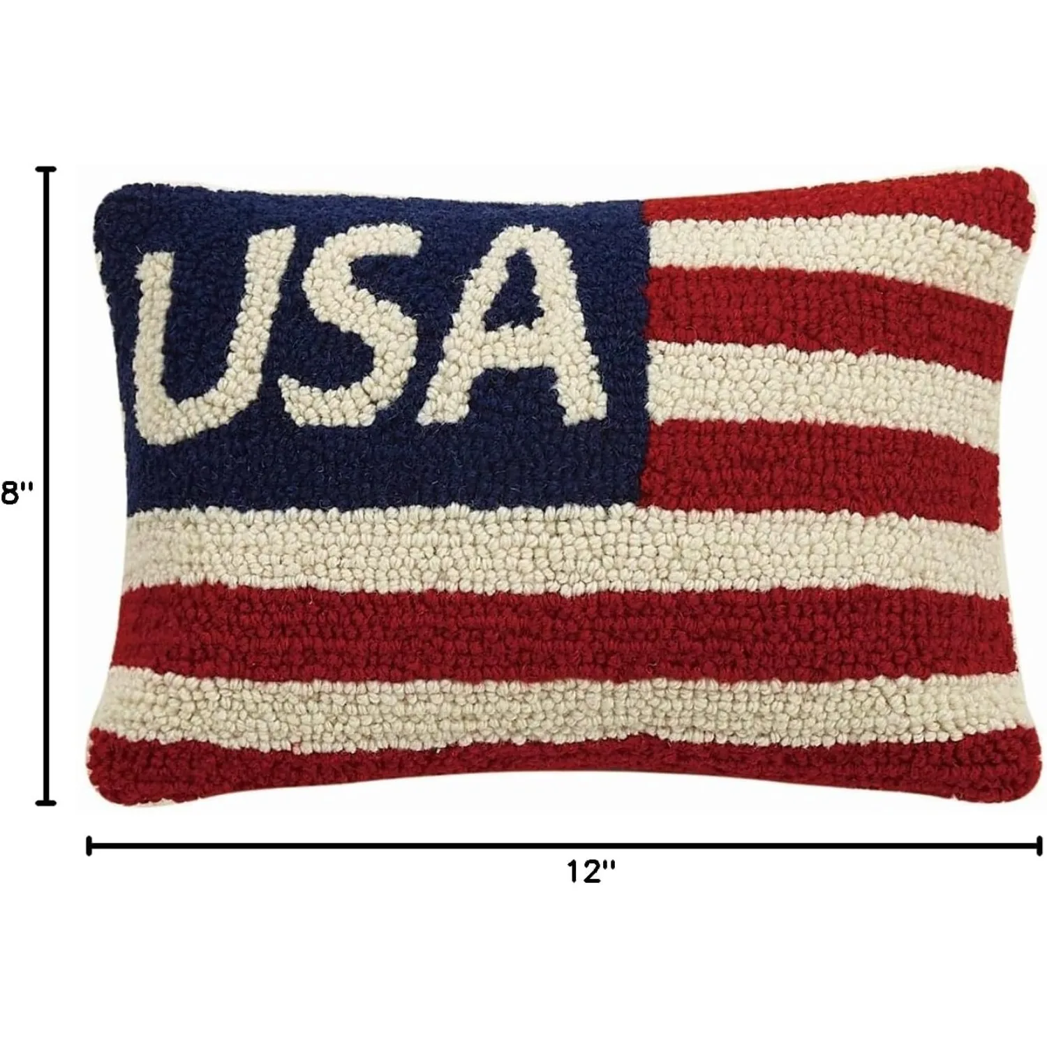 raft USA Flag Red White Blue Patriotic Mini Hooked Wool Pillow - 8